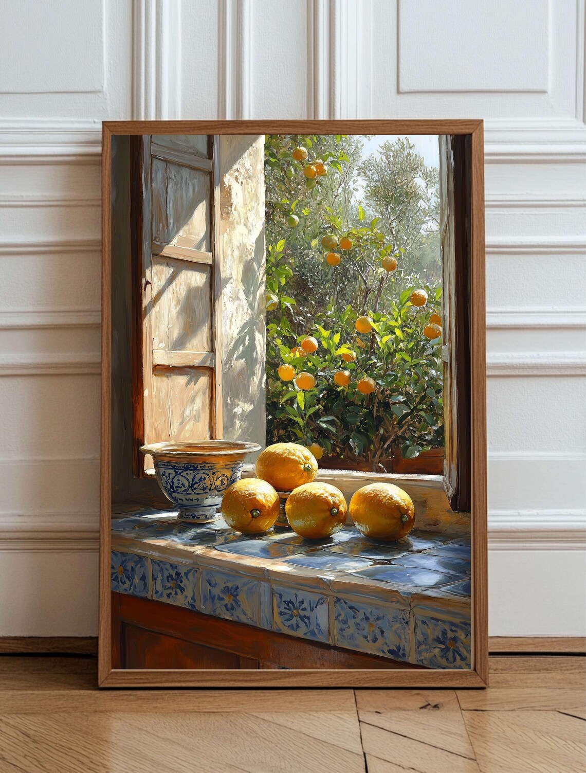 Mediterranean Lemon Kitchen Art Print, Rustic Tuscan Decor