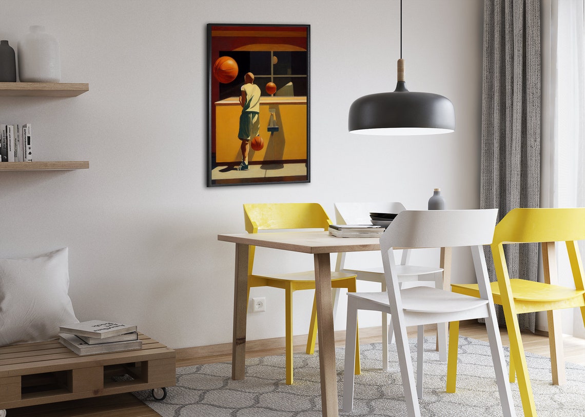 Surreal Dreamlike Floating Basketballs Player Night Game Poster - Image 2