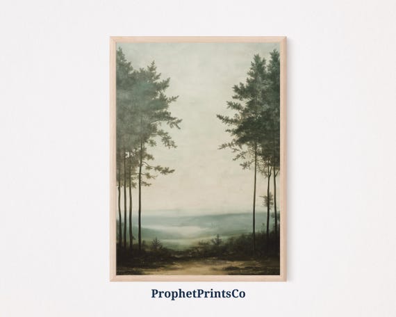 Serene Pine Forest Print Minimalist Wall Art Nature Lover Gift Scandinavian Home Dcor Tranquil Landscape Wall Art