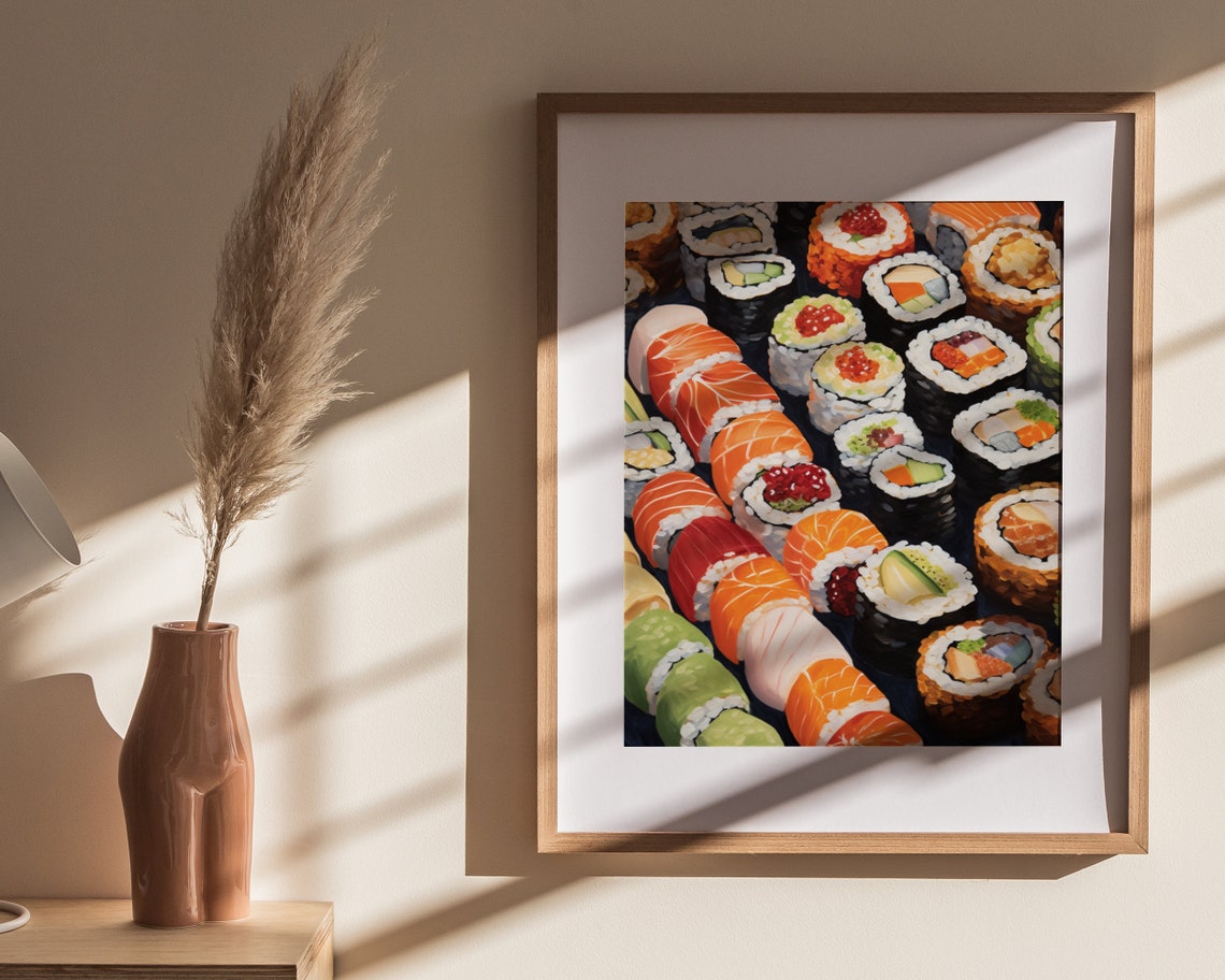 Assorted Sushi Maki Rolls Salmon Roe Food Art Painting Poster - Image 4
