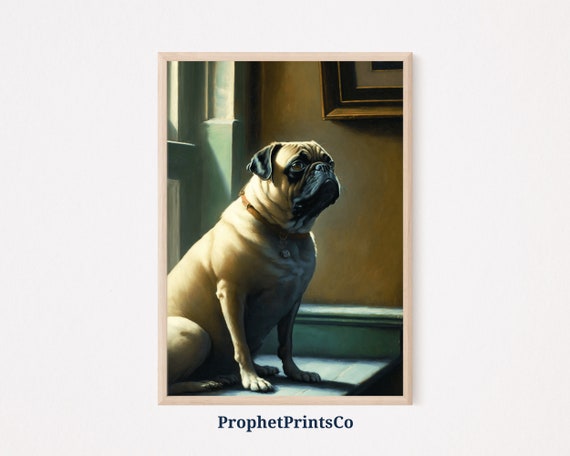 Pug Oil Painting Poster Print Antique Pug Dog Wall Art Gift For Dog Lover Cute Pet Home Dcor Wall Art Digitial