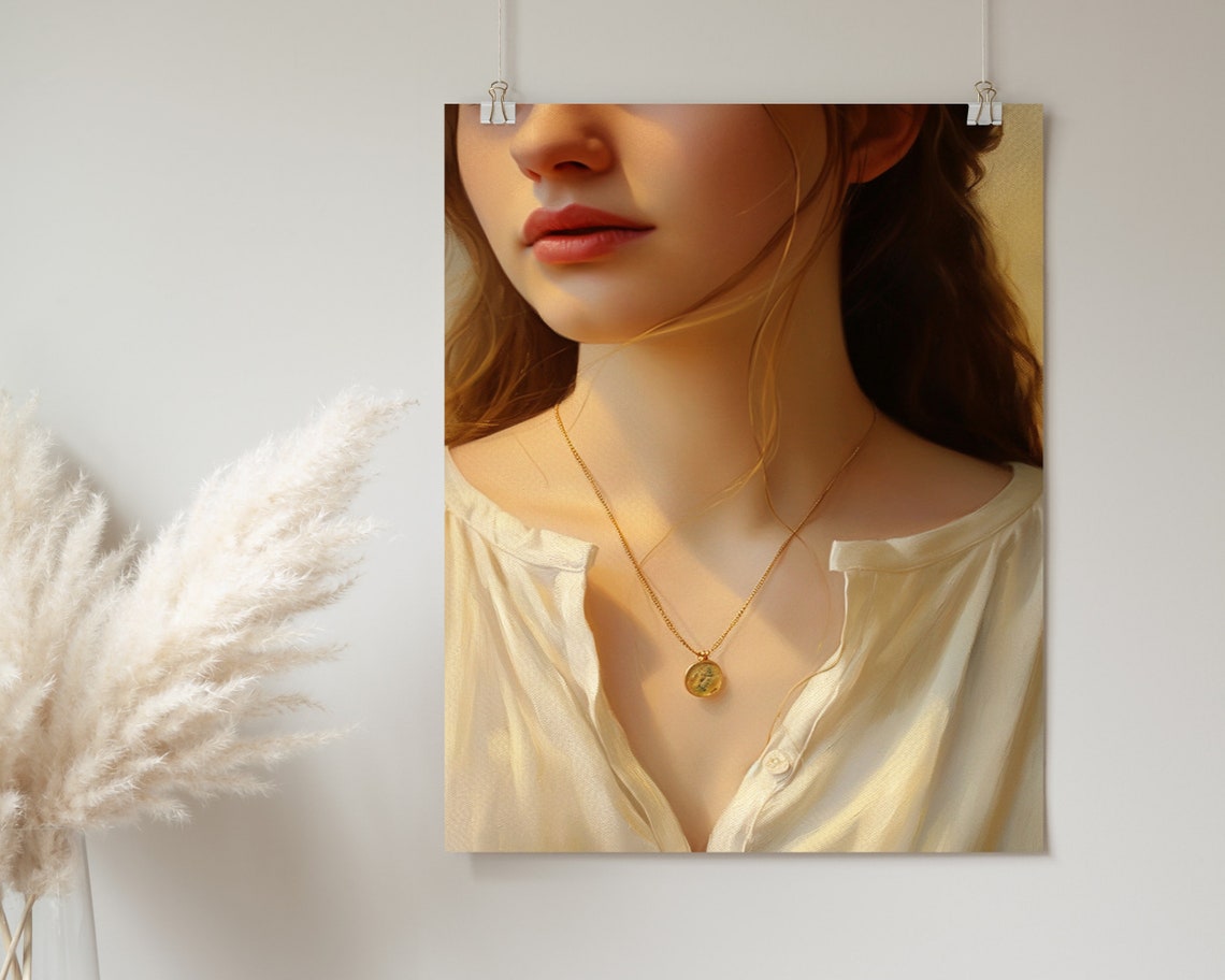 Feminine Figure Oil Painting Print Woman Wall Art French Country Art Cottagecore Home Decor Wall Art - Image 2