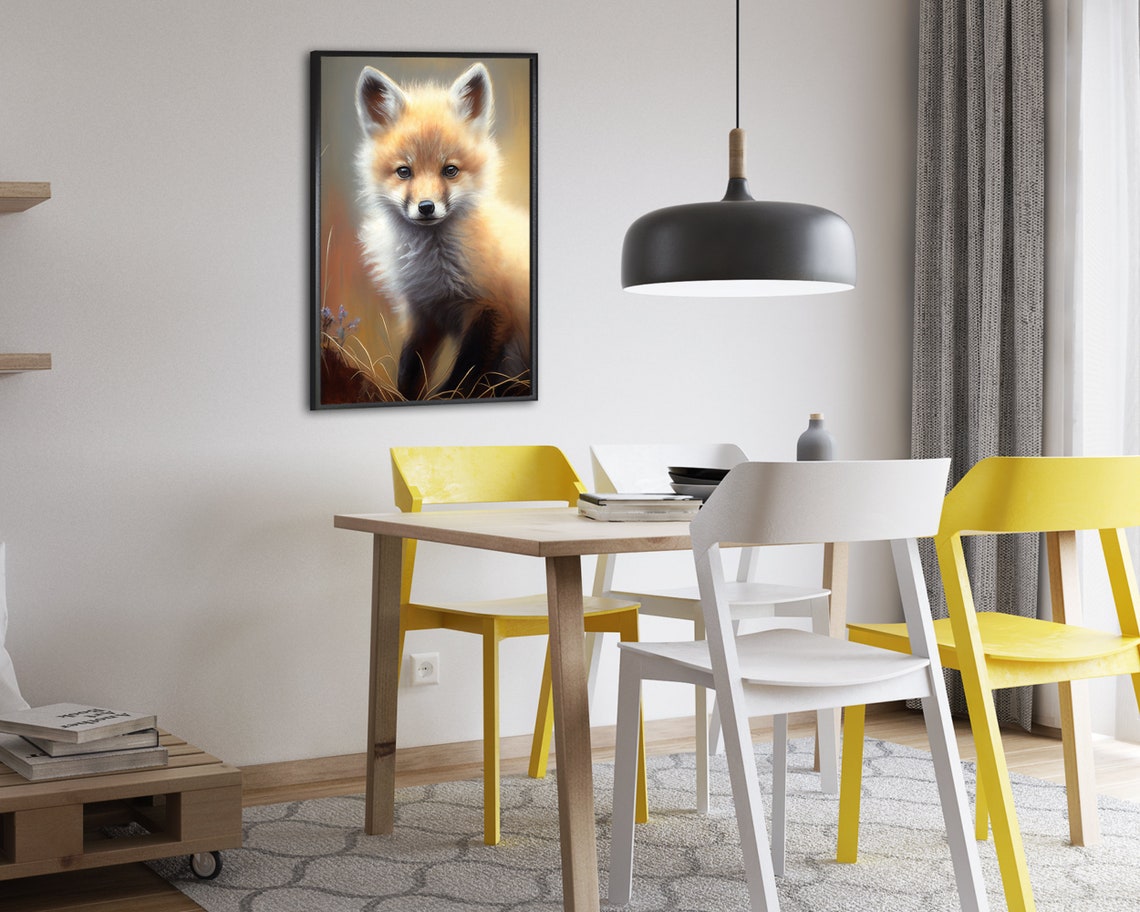 Adorable Baby Fox Portrait Cute Woodland Nursery Animal Art Poster - Image 2