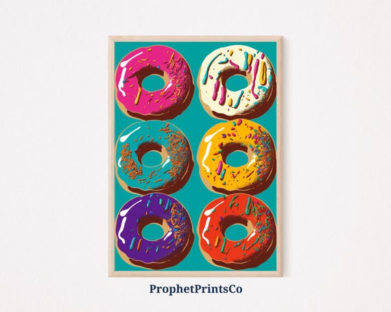 Donut Pop Art Poster Print Colorful Modern Wall Art Donut Lover Gift Cute Kitchen Home Dcor Wall Art Digitial