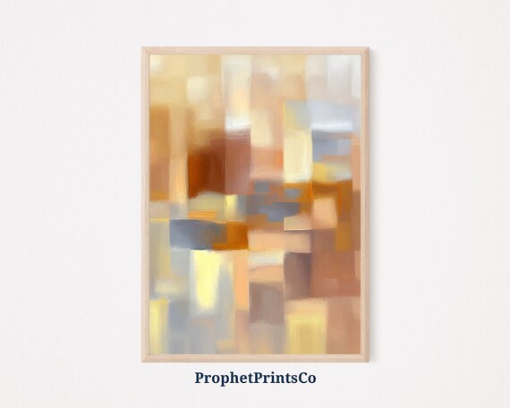 Soft Tone Block Painting Poster Print Farmhouse Wall Art Abstract Gift Geometric Home Dcor Wall Art