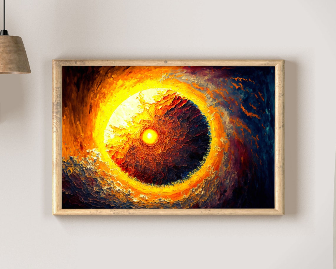 Glowing Sun With Bright Core Partial Eclipse Oil Painting Poster - Image 2