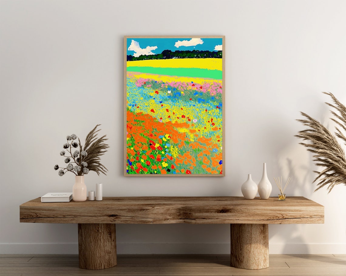 Impressionist Wildflower Meadow With Orange Poppies Art Poster - Image 3