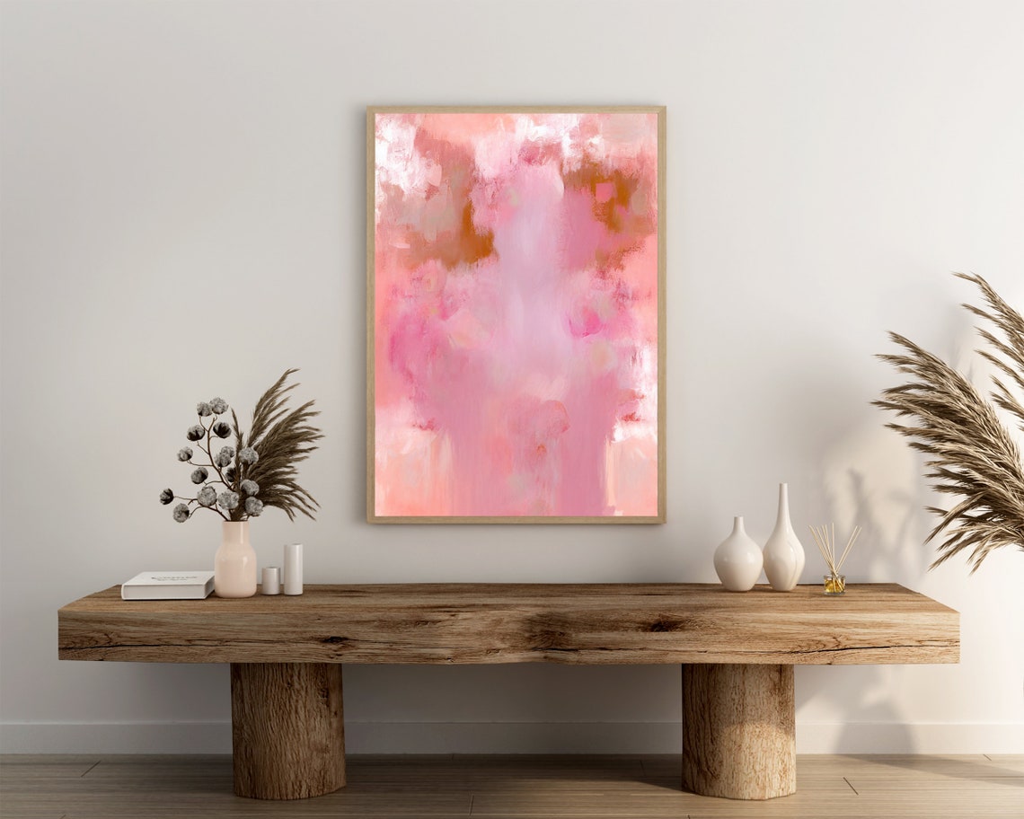 Pink Watercolor Abstract Soft Coral Blooms Dreamy Pastel Art Poster - Image 3