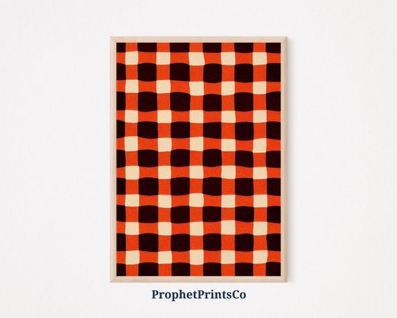 Digitial Checkered Pattern Poster Print Eclectic Wall Art Checkerboard Art Gift Boho Room Dcor