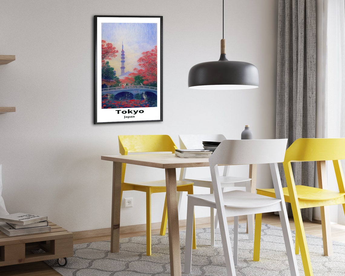 Tokyo Japan Autumn Tower Red Maple Trees Vintage Travel Poster - Image 2