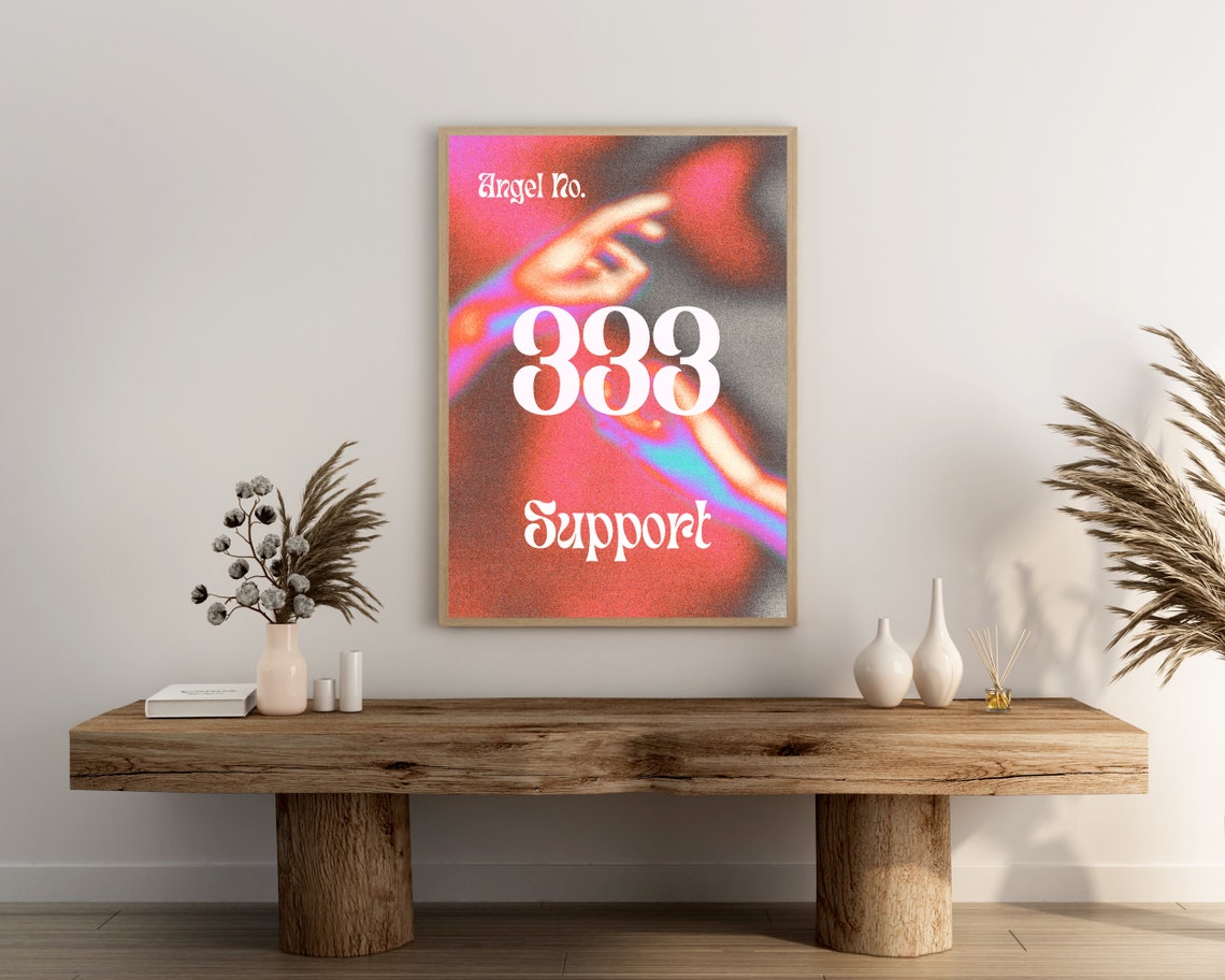 Trendy Angel Number 333 Support Aura Gradient Spiritual Poster - Image 3