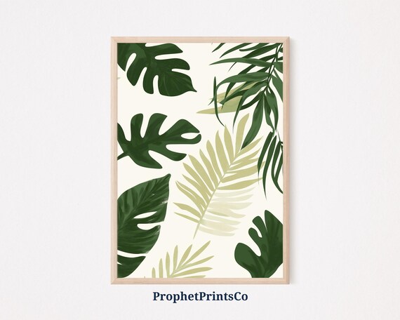 Tropical Leaf Print Green Plant Wall Art Jungle Inspired Decor Modern Botanical Illustration Nature Wall Decor
