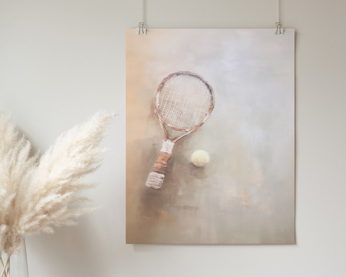 90s Tennis Poster Print Vintage Tennis Wall Art Aesthetic Tennis Ball Sports Poster Home Dcor Wall Art - Image 2