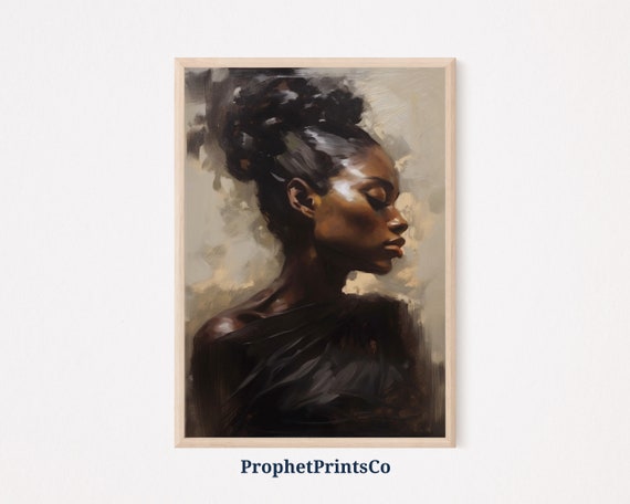 Soft Tonal Black Woman Print Vintage Oil Painting Wall Art Minimalist Woman Art Art Home Decor Wall Art