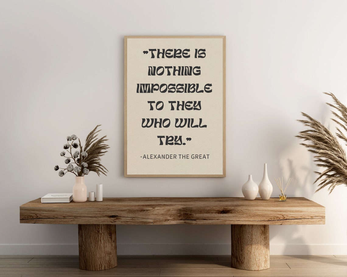 Alexander The Great Impossible Quote Inspirational Typography Poster - Image 3