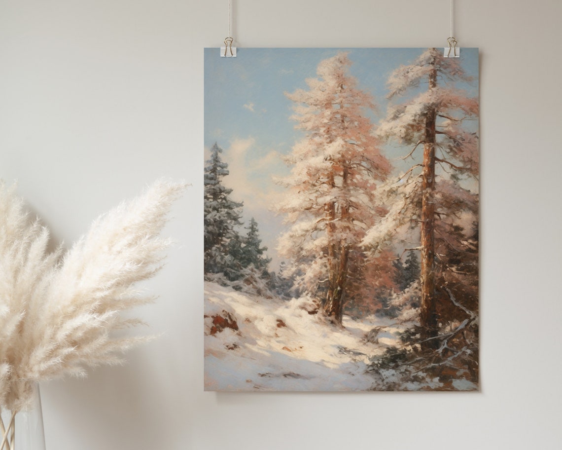 Pine Trees Print Forest Print Pine Tree Forest Wall Art Winter Wall Decor Winter Pine Forest Wall Art - Image 2