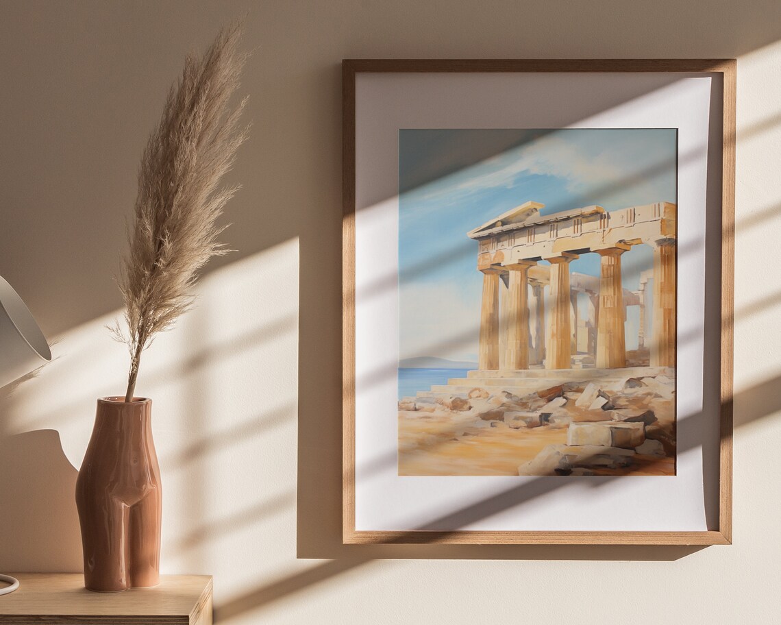 Parthenon Athens Ancient Greece Temple Ruins Painting Poster - Image 4
