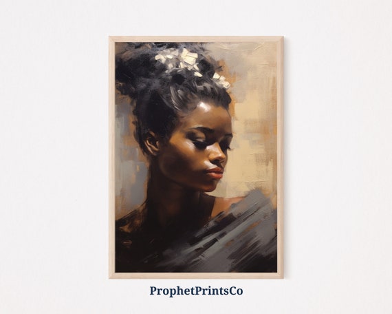 Soft Tonal Black Woman Print Vintage Oil Painting Wall Art Minimalist Woman Art Art Home Decor Wall Art