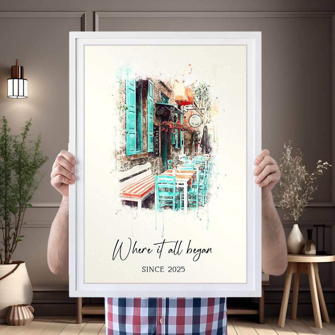 Custom Watercolor The Feathers Pub Portrait Anniversary Gift Poster - Image 2