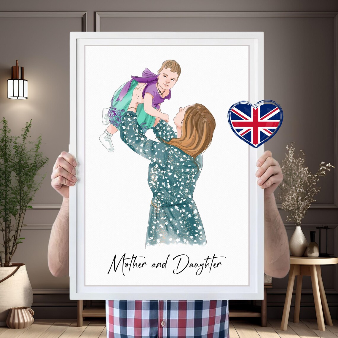 First Mothers Day Drawing Mother Son Gift Mother Daughter Painting Hand Painted Family Photo Gift Hand Drawn Portrait Mother Gift - Image 4