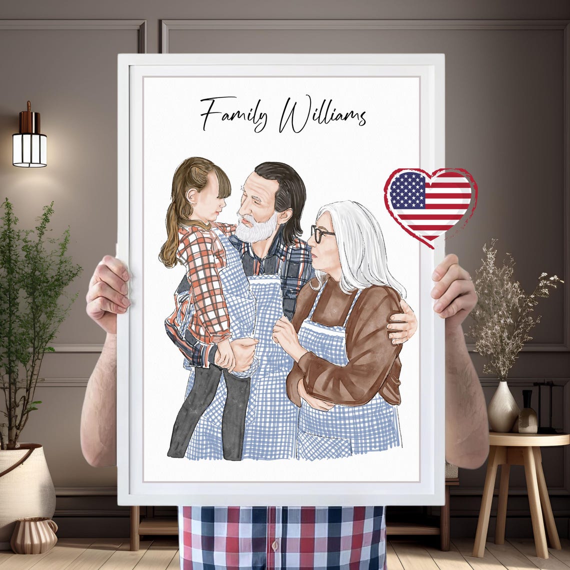 Custom Family Portrait Hand Painted Family Print Drawing From Photo Hand Drawn Watercolor Painting Gift For Mom Dad Grandparents Gifts - Image 5