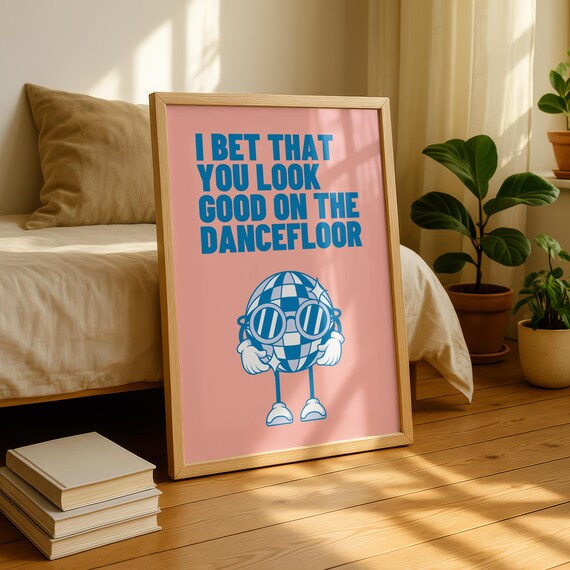 I Bet That You Look Good On Dancefloor Poster Disco Ball Print Indie Music Lyric Retro Wall Art Decor Arctic Monkeys