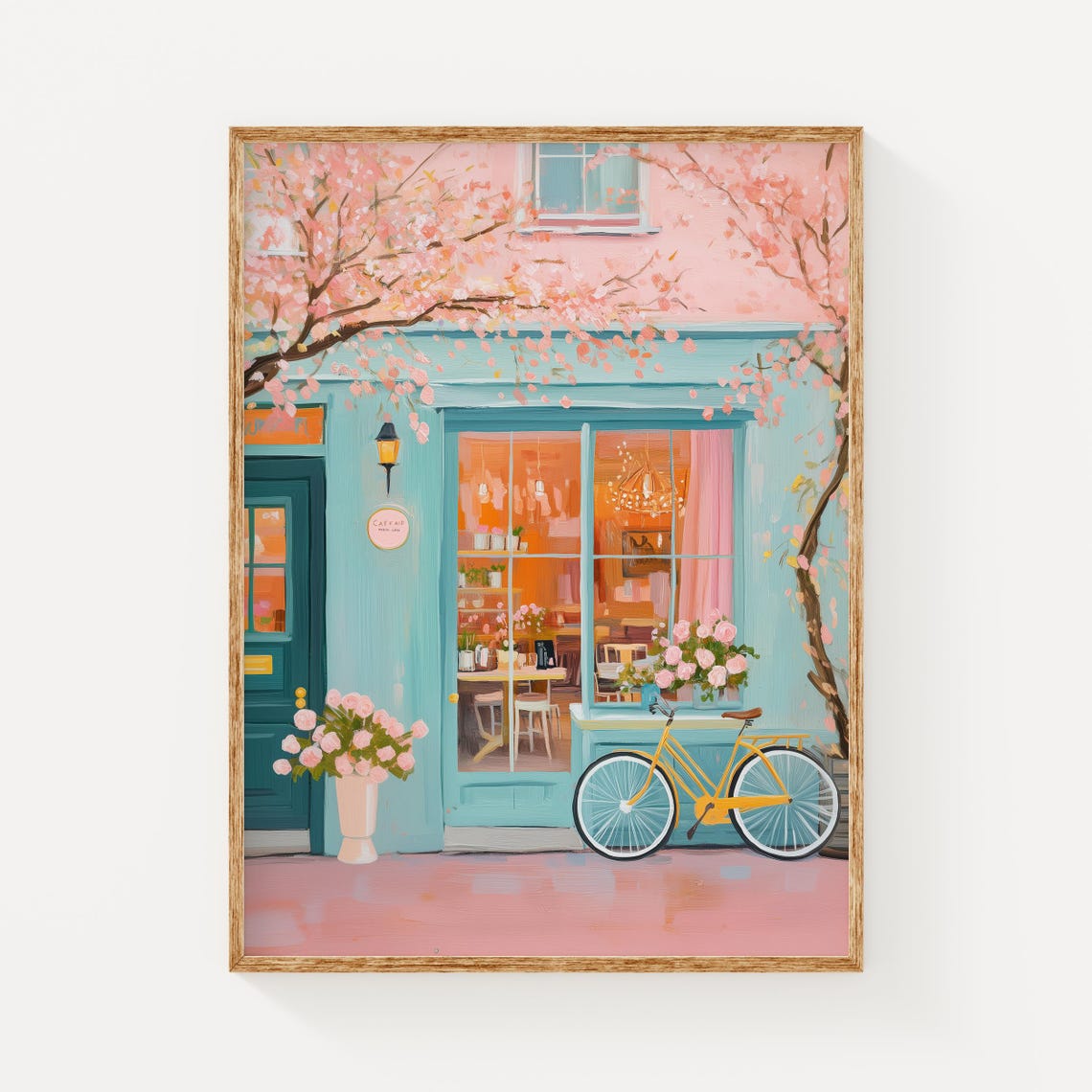 Copenhagen Caf Art Print, Pastel Danish Street Scene