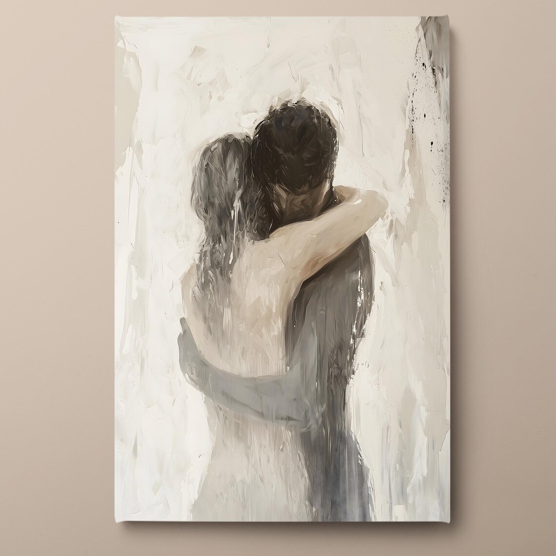 Hugging Couple Art Print, Love and Togetherness