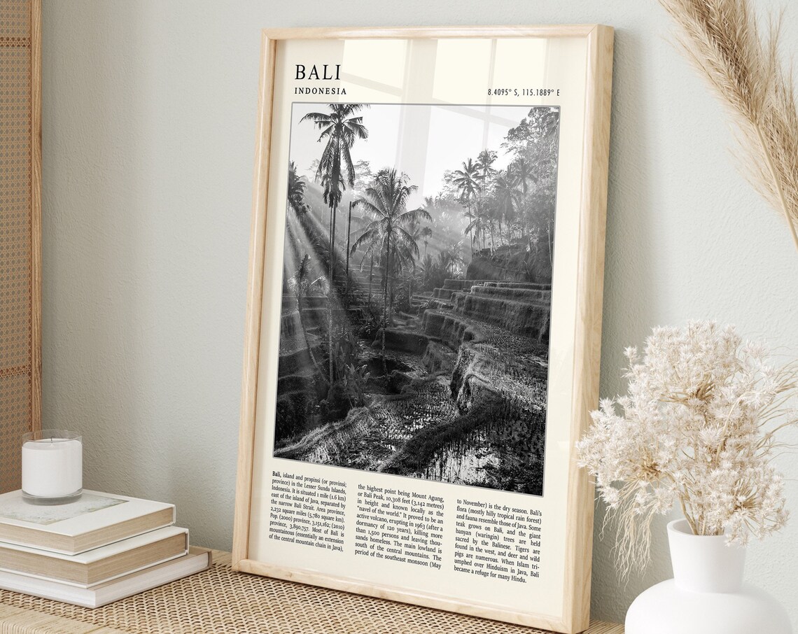Bali Vintage Travel Poster, Indonesia Travel Art Print