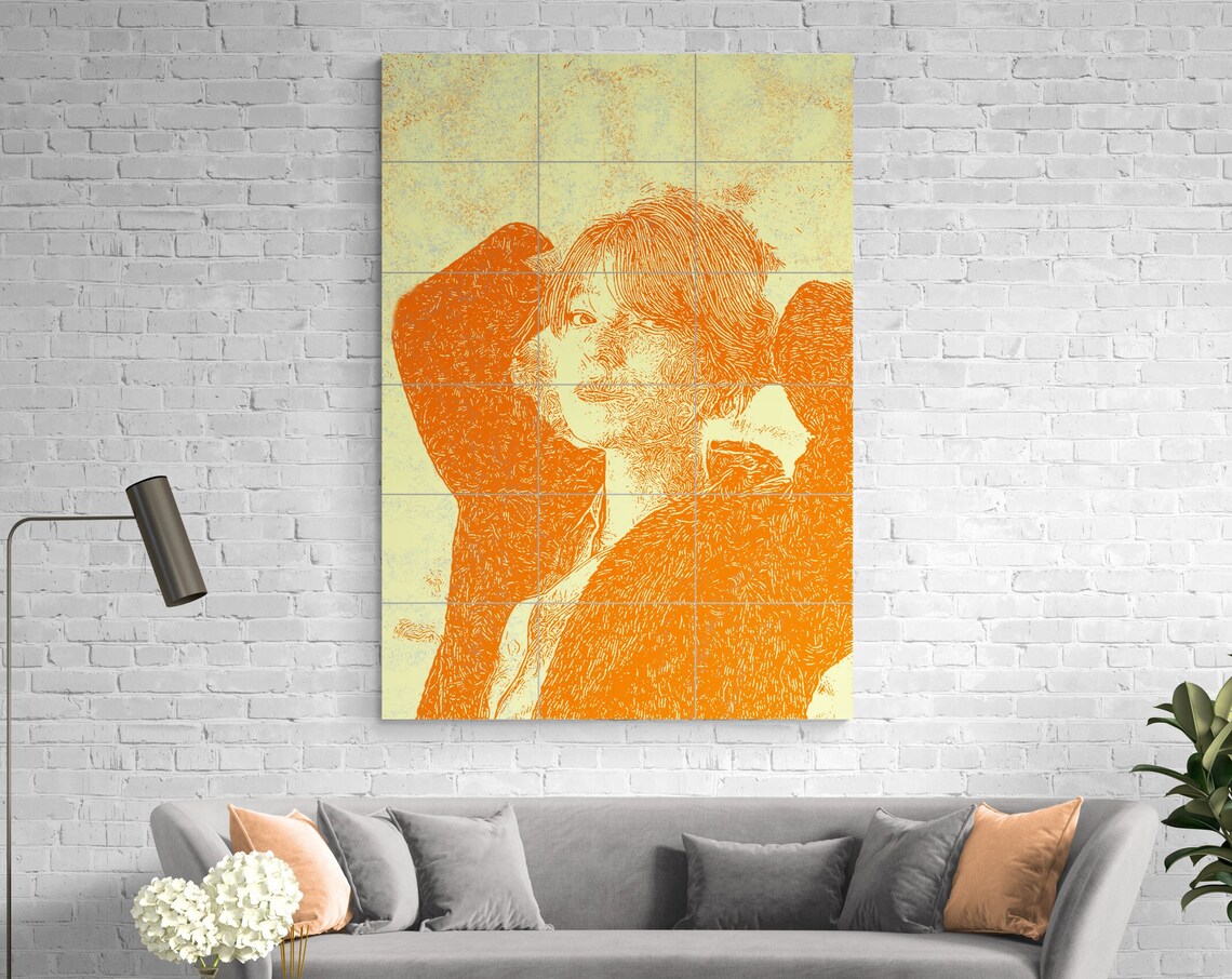 Orange Duotone Woman Portrait Sunset Style Modern Art Poster