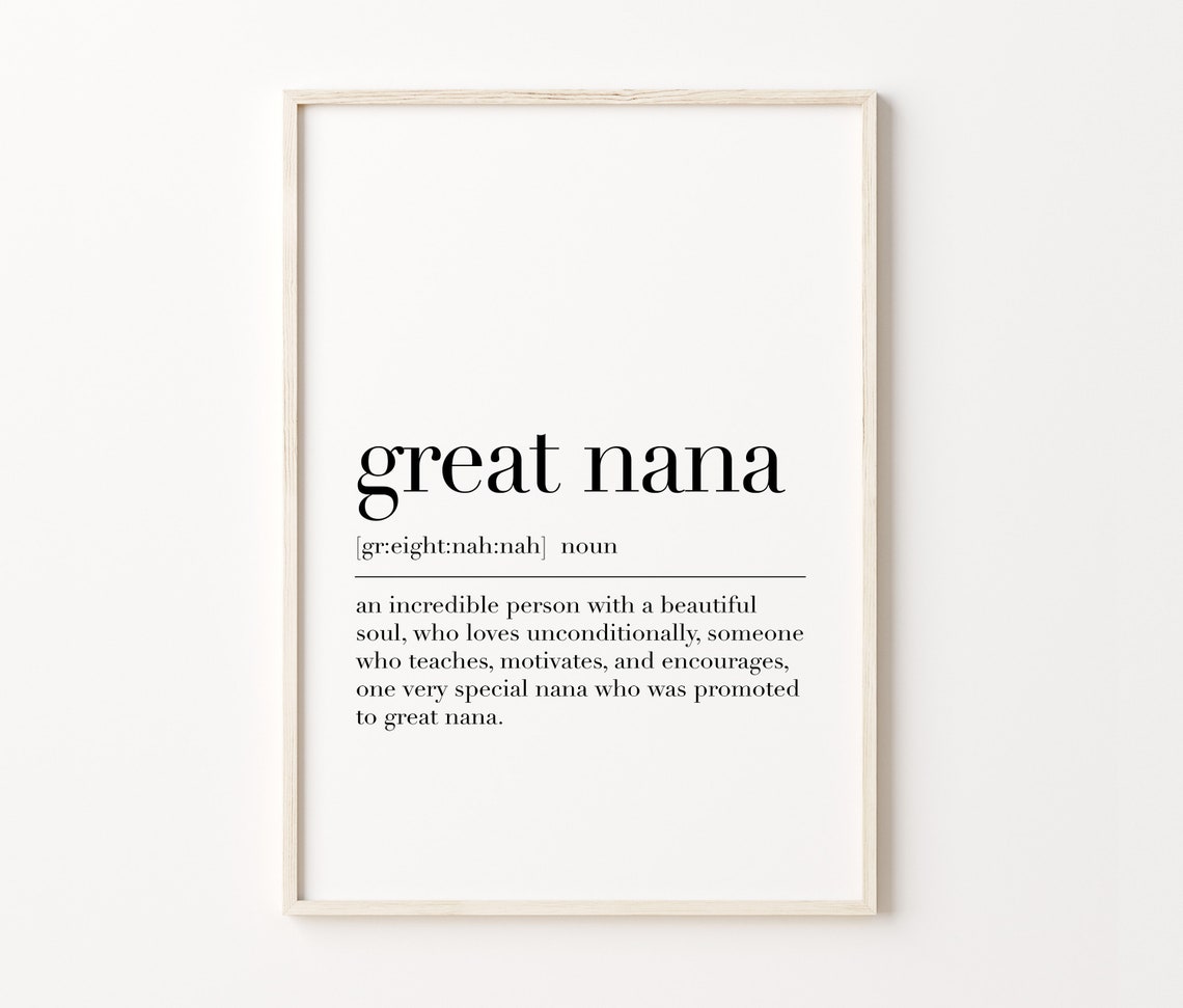 Great Nana Definition Dictionary Quote Print Grandma Gift Wall Poster - Image 3