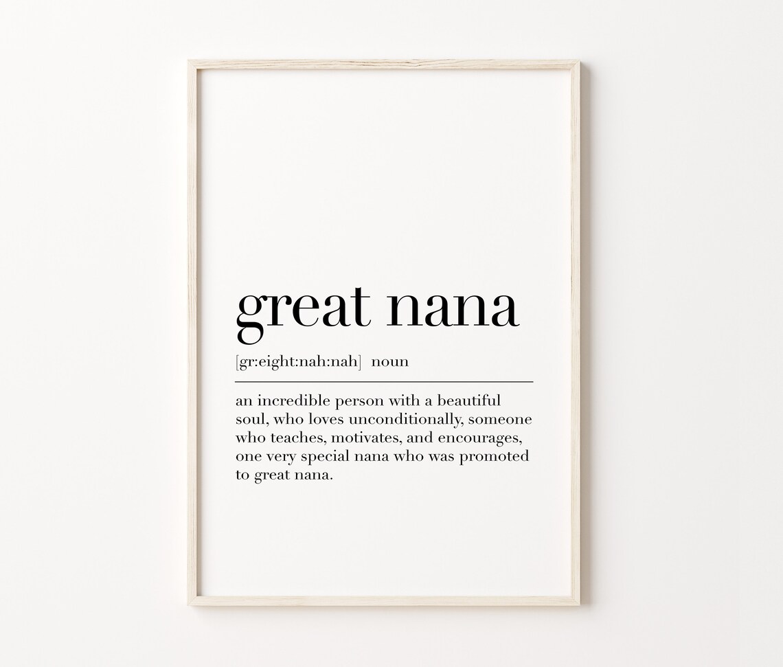 Great Nana Definition Print Great Nana Quote Great Nana Poster Great Nana Gifts Dictionary Poster Inspirational Print - Image 3