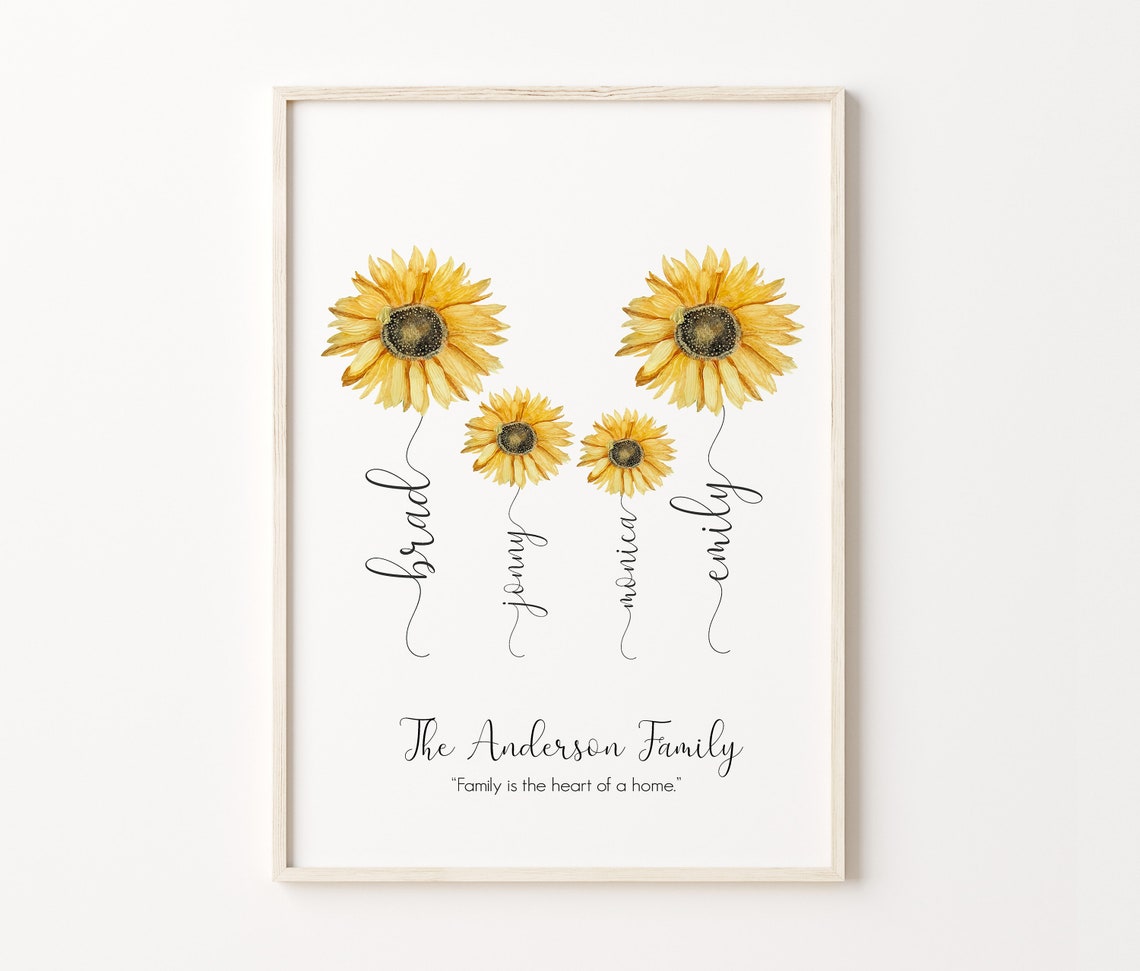 Personalized Sunflower Family Names Custom Gift Decor Wall Art Poster - Image 3
