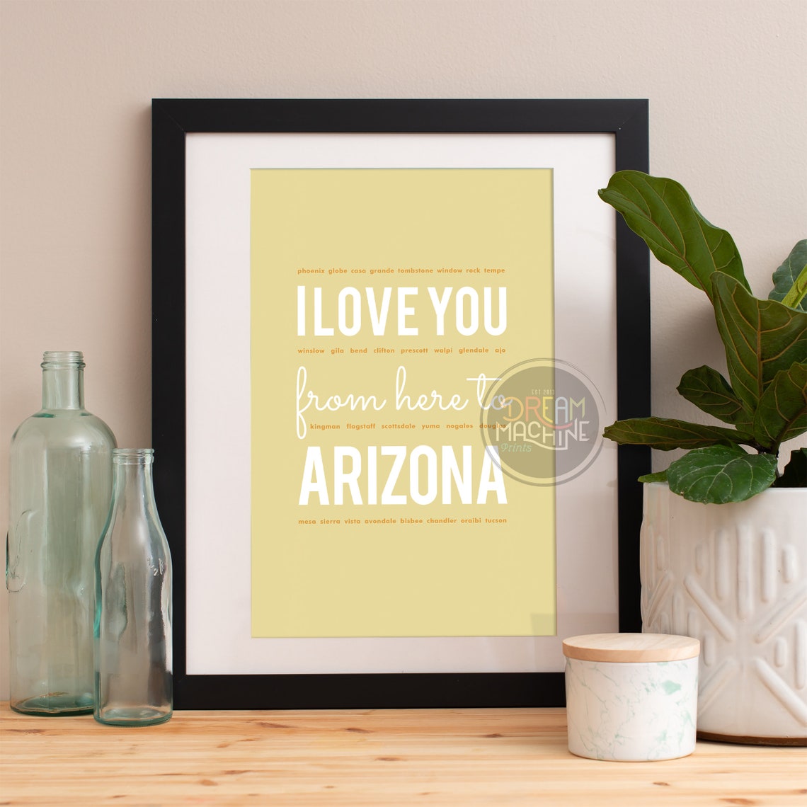 I Love You From Here To Arizona Arizona Print Arizona Skyline Arizona Art Arizona Poster Arizona Watercolor Arizona Art Print
