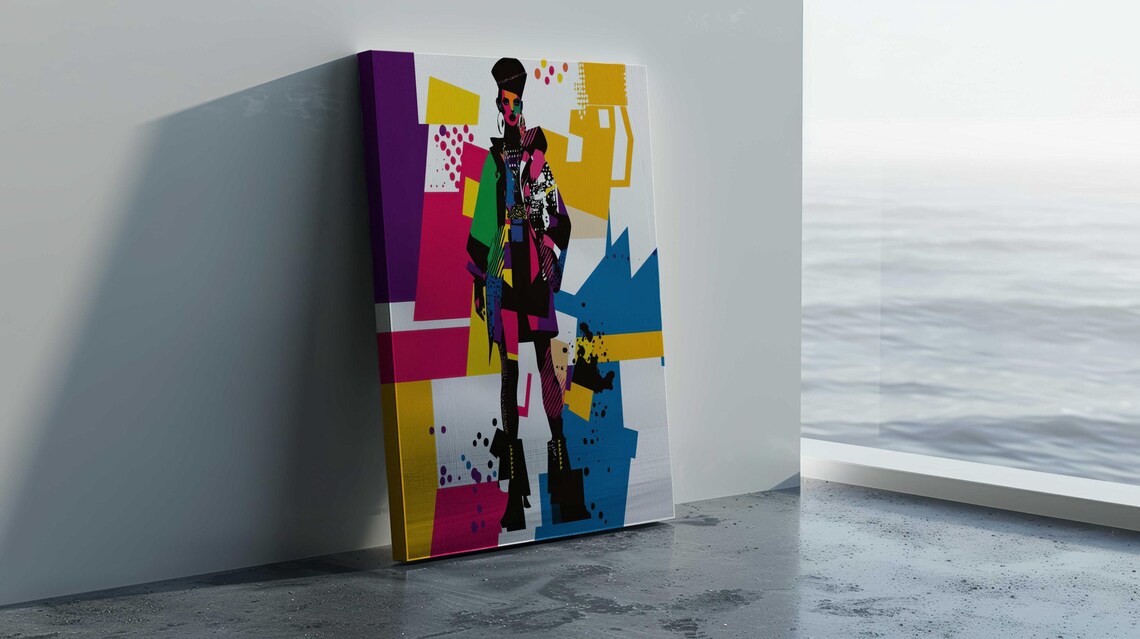 Pop Art Fashion Woman Bold Geometric Color Blocks Street Style Poster