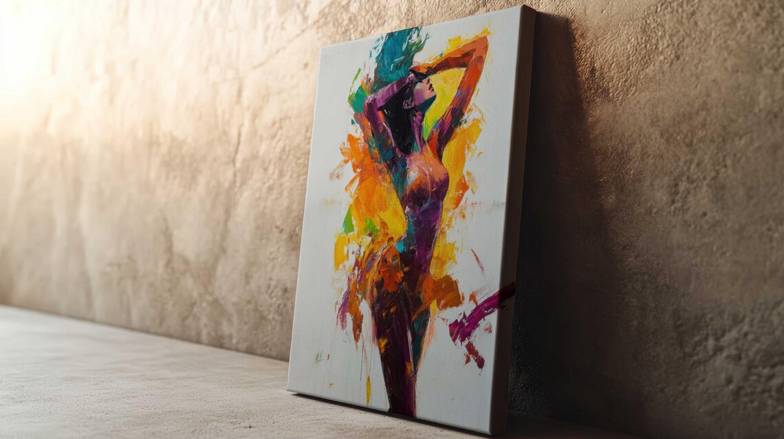 Colorful Abstract Dancing Woman Figure Expressionist Art Print Poster - Image 3