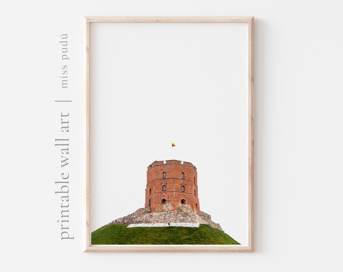 Gediminas Castle Tower Vilnius Lithuania Red Brick Landmark Print