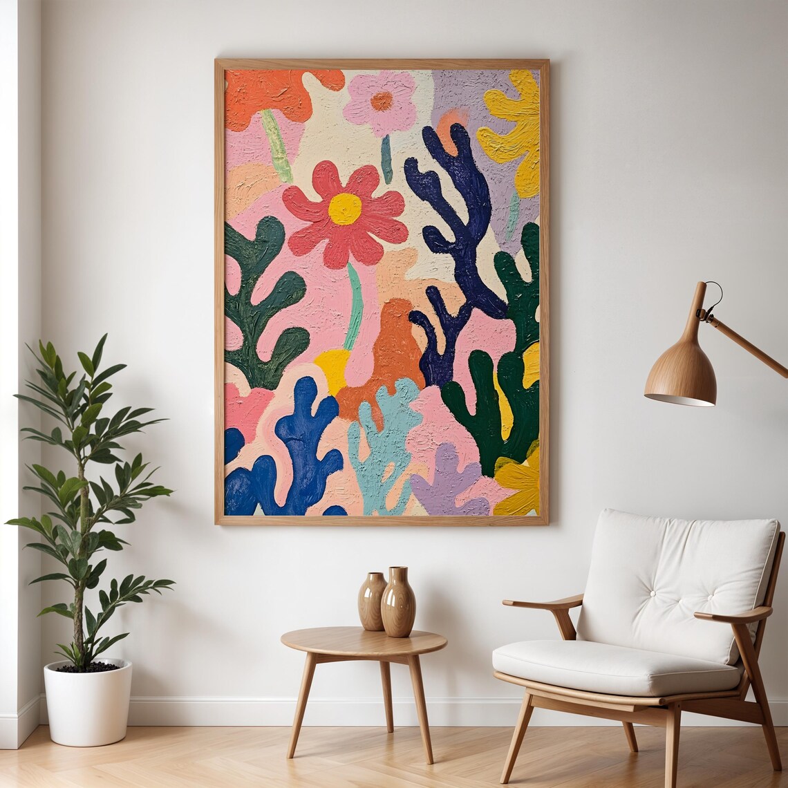 Vibrant Colorful Abstract Floral Garden Impasto Painting Wall Art - Image 5