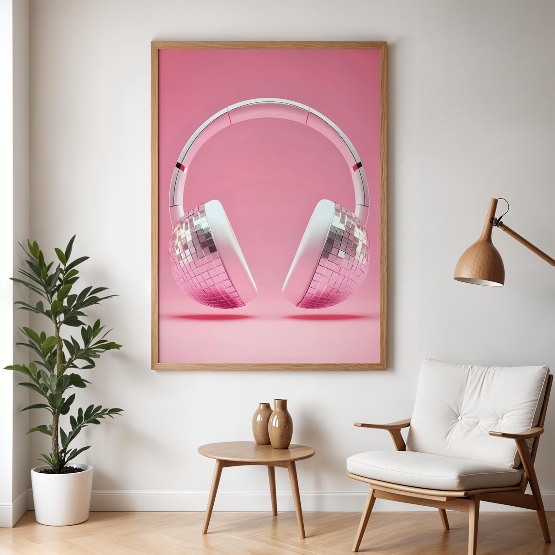 Disco Ball Headphones Pink Preppy Groovy Trendy Music Poster - Image 5