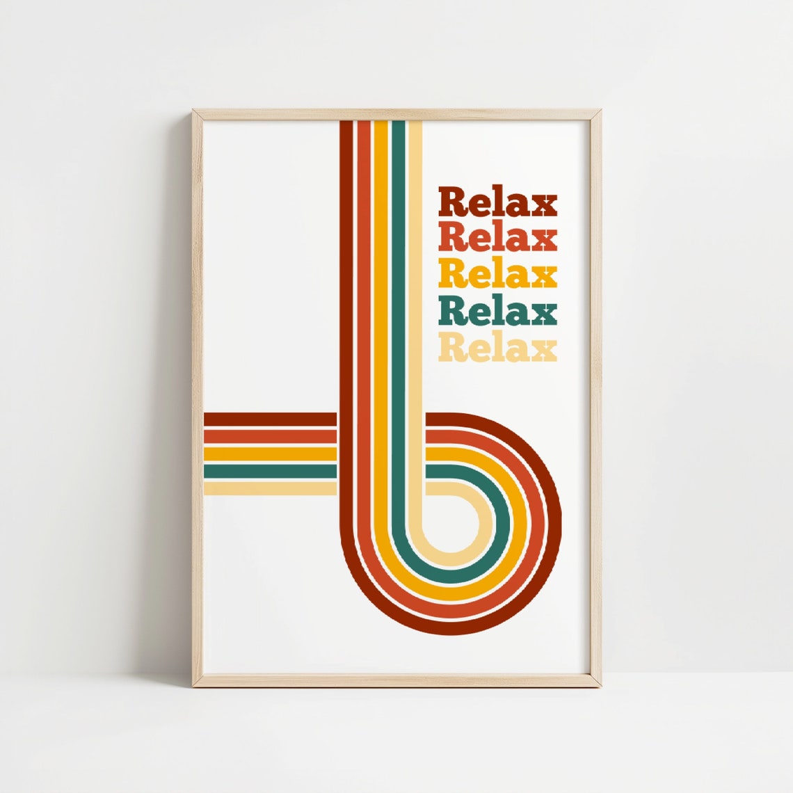 Relax Repeated Retro Rainbow Stripes Vintage Typography Poster - Image 2