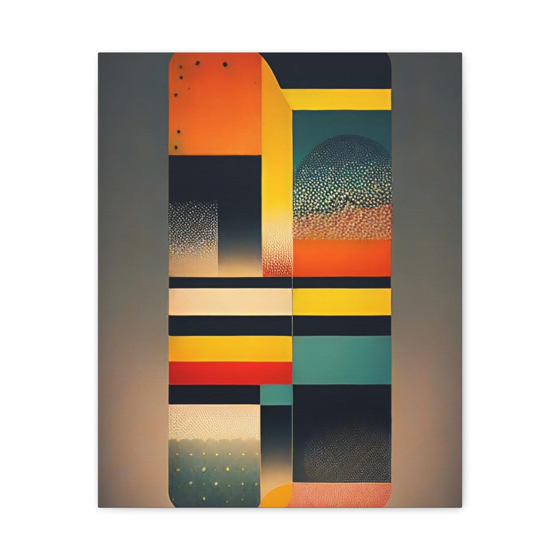 Orange Yellow Black Geometric Blocks Modern Abstract Wall Art