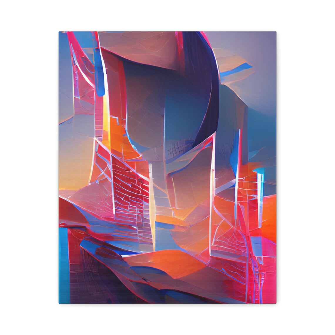 Crimson Amber Blue Abstract Fluid Bold Colorful Modern Art Poster