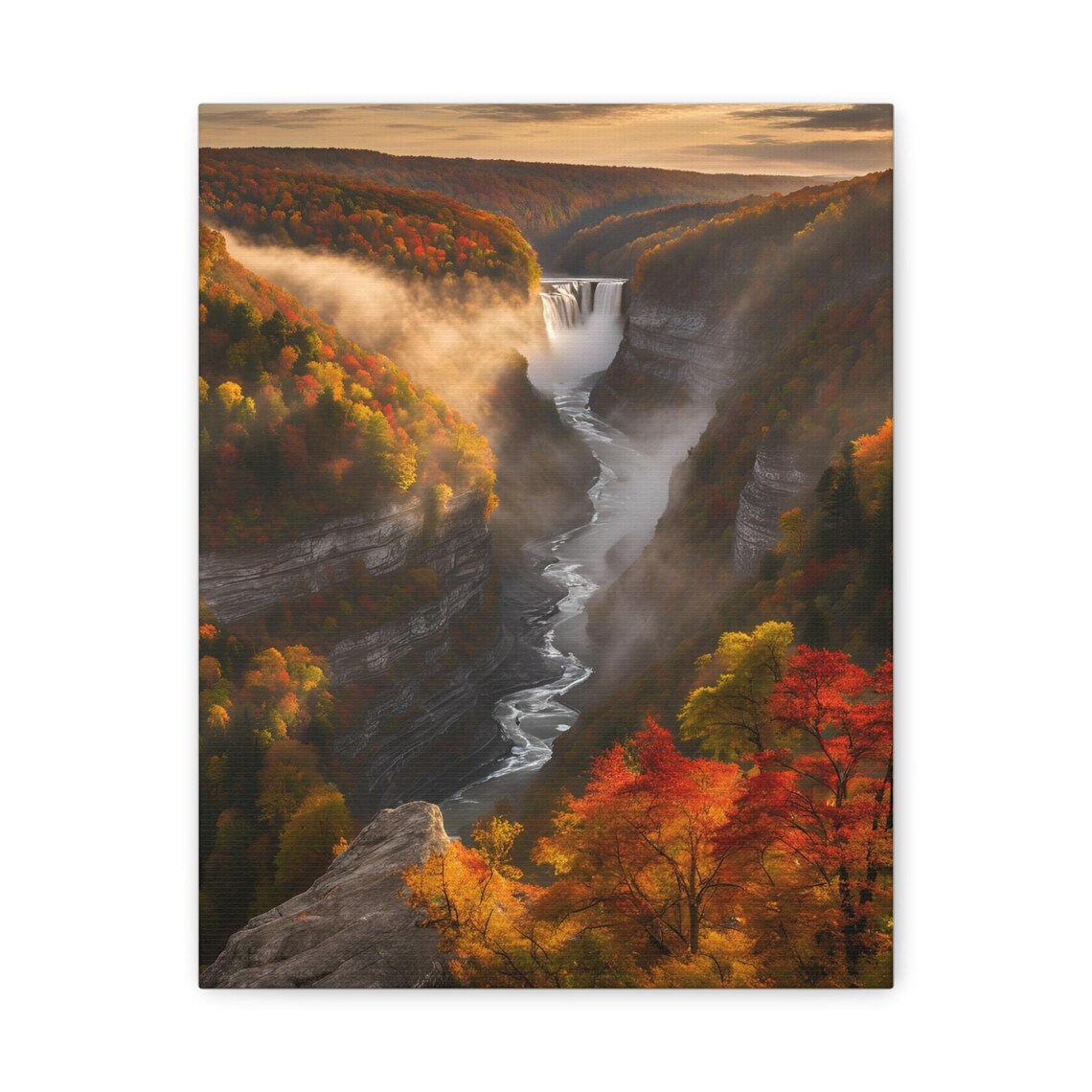 Autumn Waterfall Canvas Print Gallery Wall Art Decor
