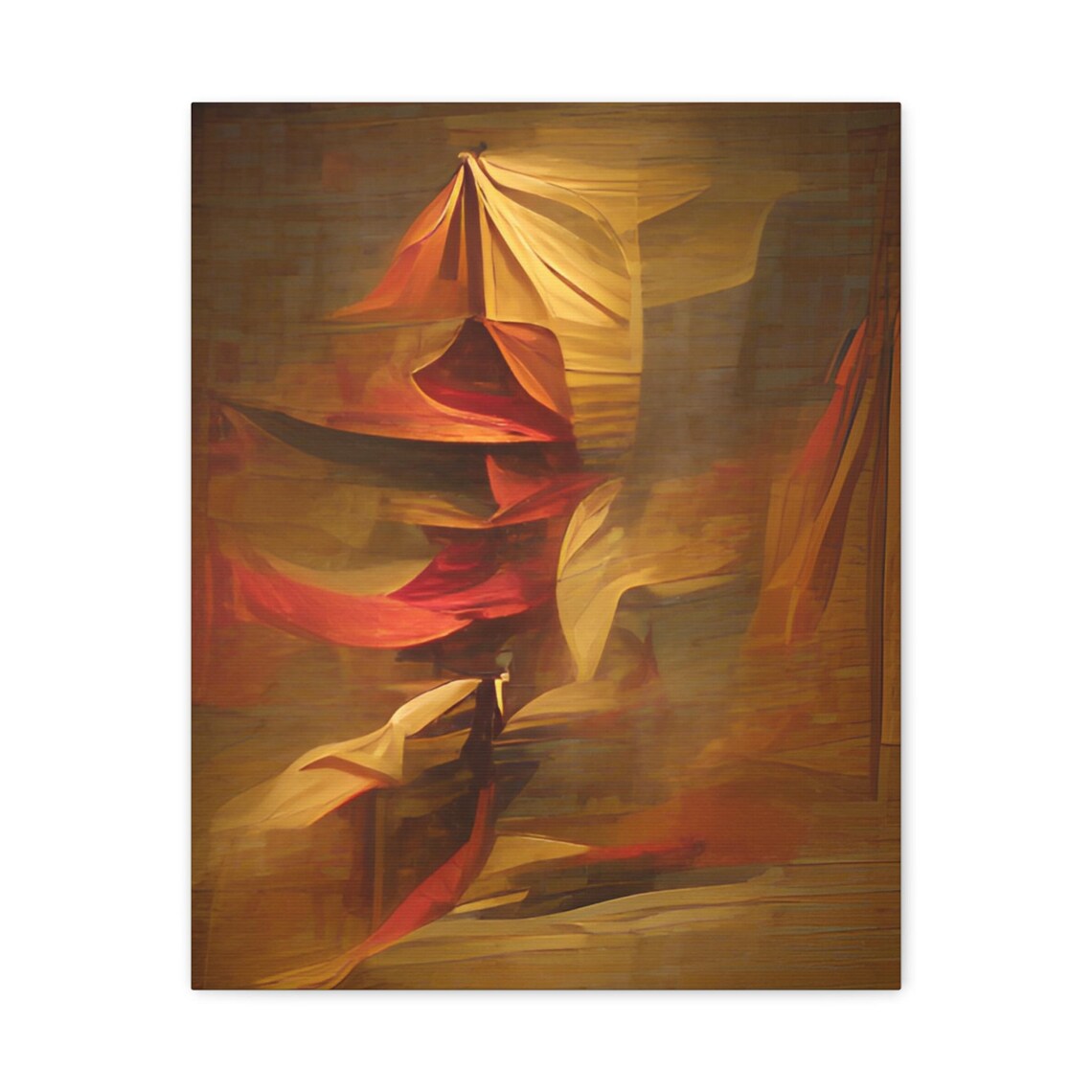 Soft Warm Abstract Draped Fabric Folds Earthy Modern Art Poster