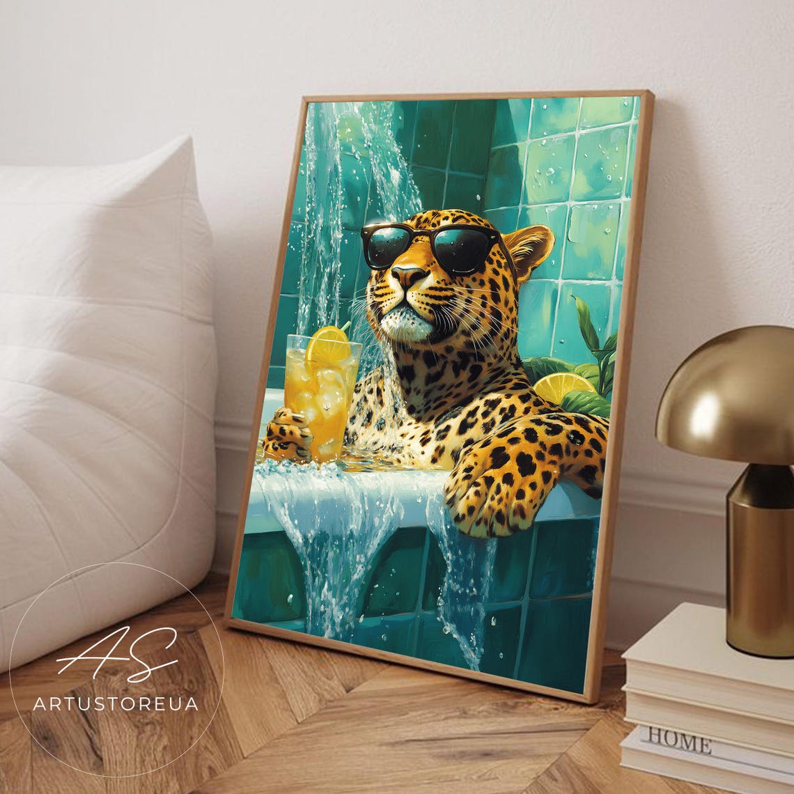 Leopard Pool Sunglasses Lemonade Summer Vacation Fun Poster Art