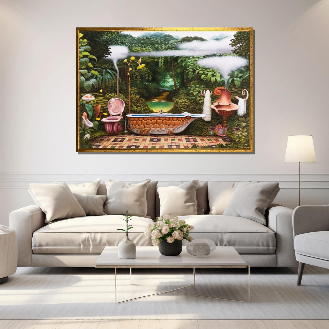 Surreal Jungle Bathroom Shell Fixtures Whimsical Nature Poster - Image 5