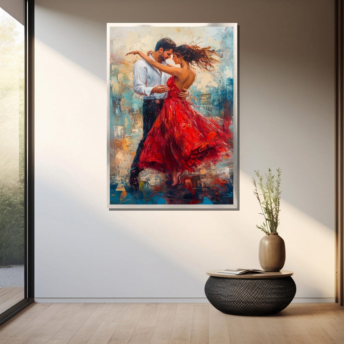 Fiery Flamenco Dance Painting Passionate Couple Dancing Vibrant Red Dress Art Unique Gift For Dance Lovers Romantic Wall Decor - Image 3