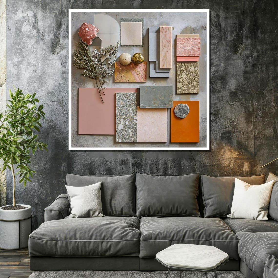 Stone And Marble Tile Material Moodboard Interior Design Wall Art - Image 2