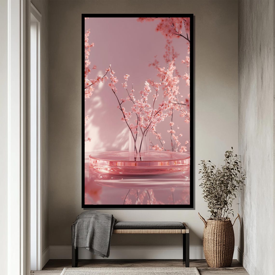 Pink Cherry Blossom Branches Minimalist Soft Floral Calm Art Poster - Image 4
