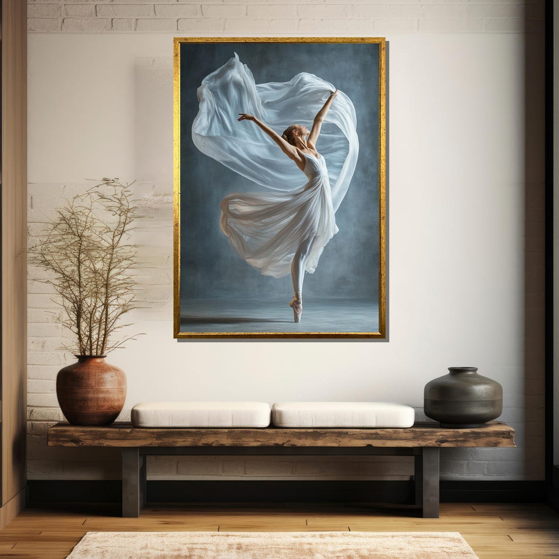Ballerina In White Dress En Pointe With Billowing Veil Poster - Image 5